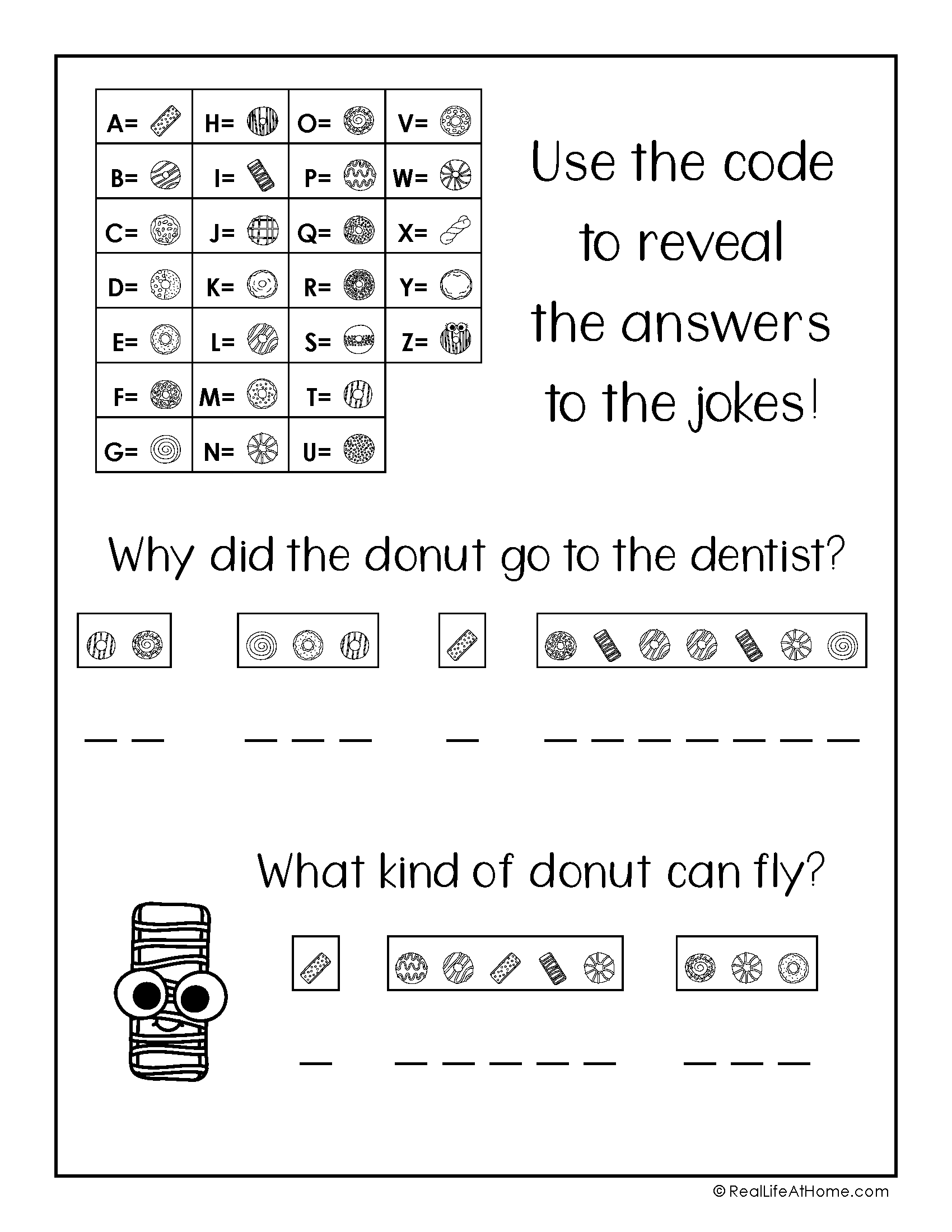Crack The Code Puzzles Free Printable Featuring Donut Jokes Worksheets Library Crack The Code Puzzles Free Printable Featuring Donut Jokes Worksheets Library