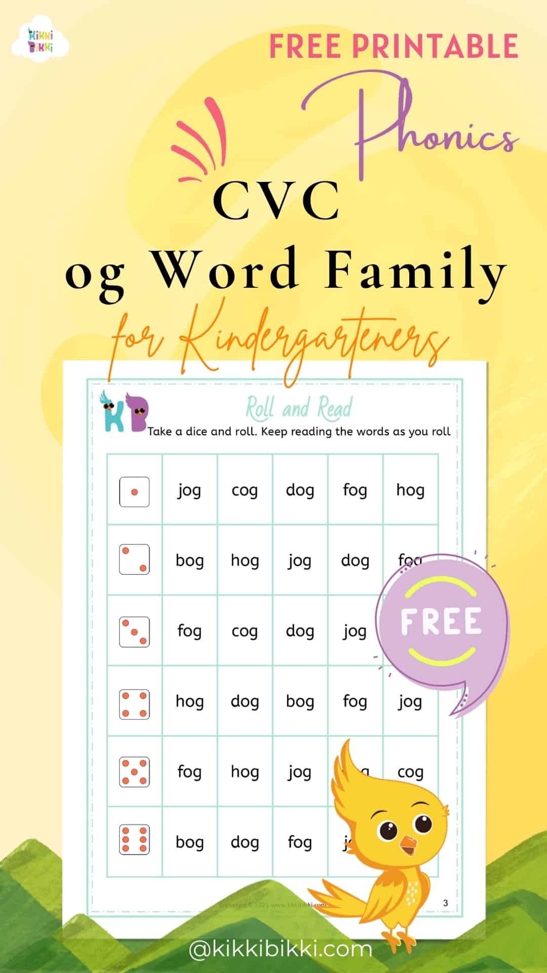 CVC ad Word Family Free Phonics Printable
