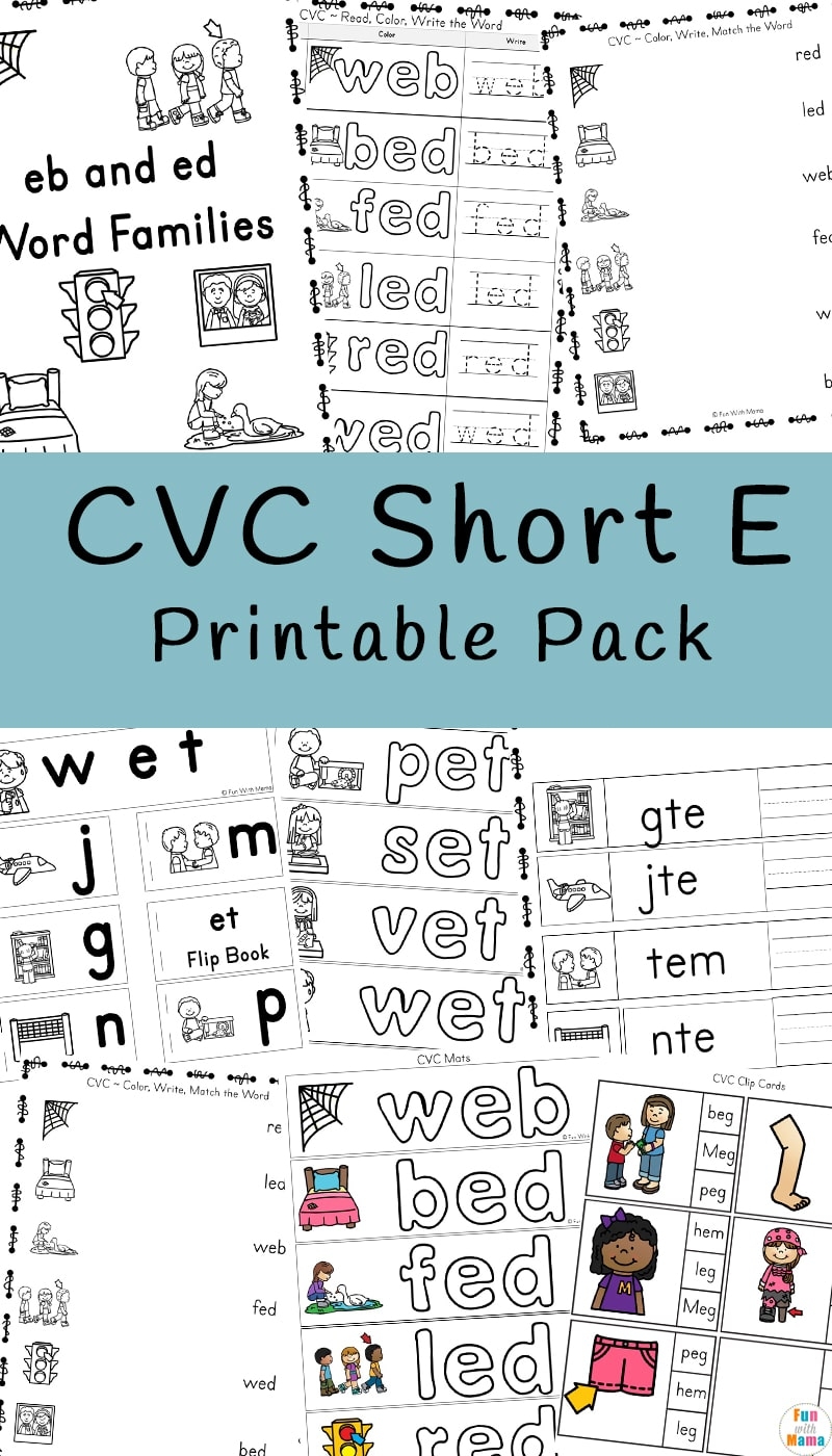 CVC Short E Words Worksheets Fun With Mama CVC Short E Words Worksheets Fun With Mama