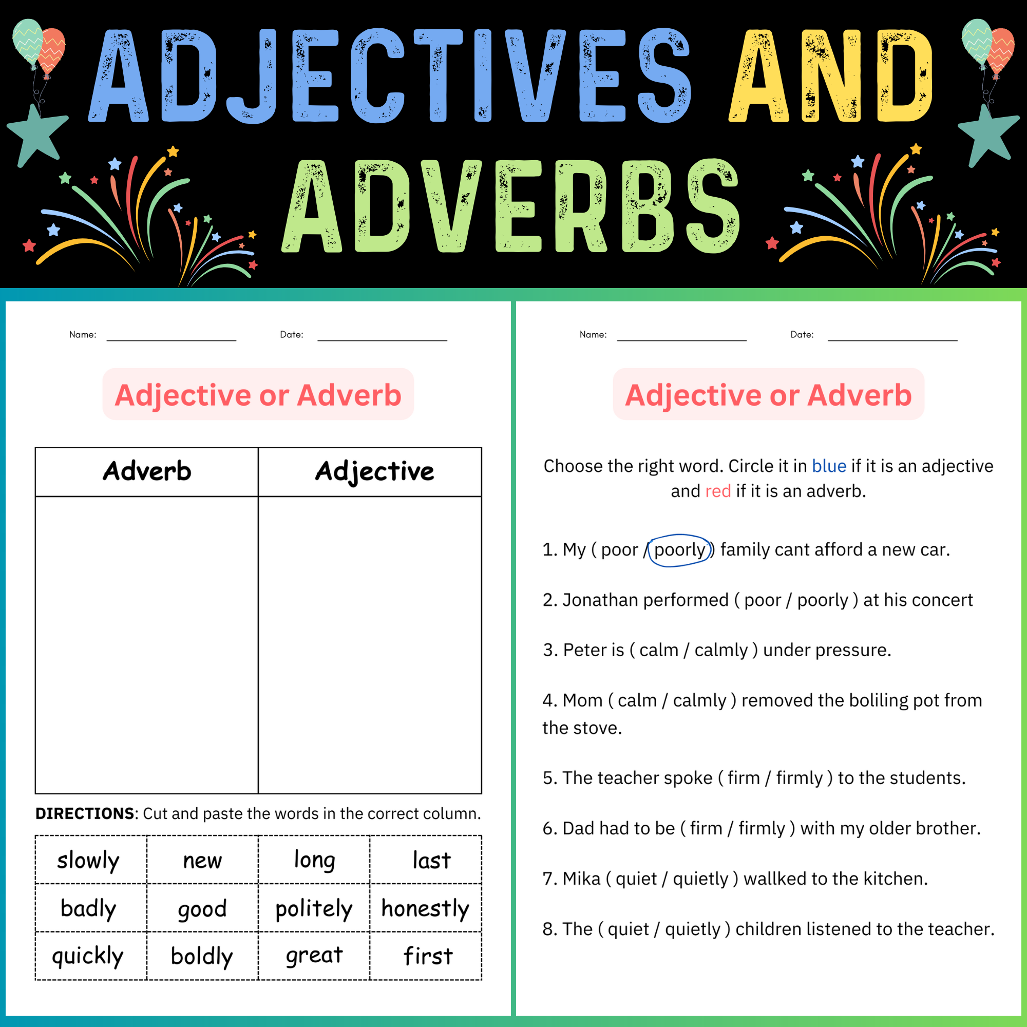 Daily Grammar Activities Adjectives U0026 Adverbs Worksheets 3rd 4th 5th Grade Made By Teachers