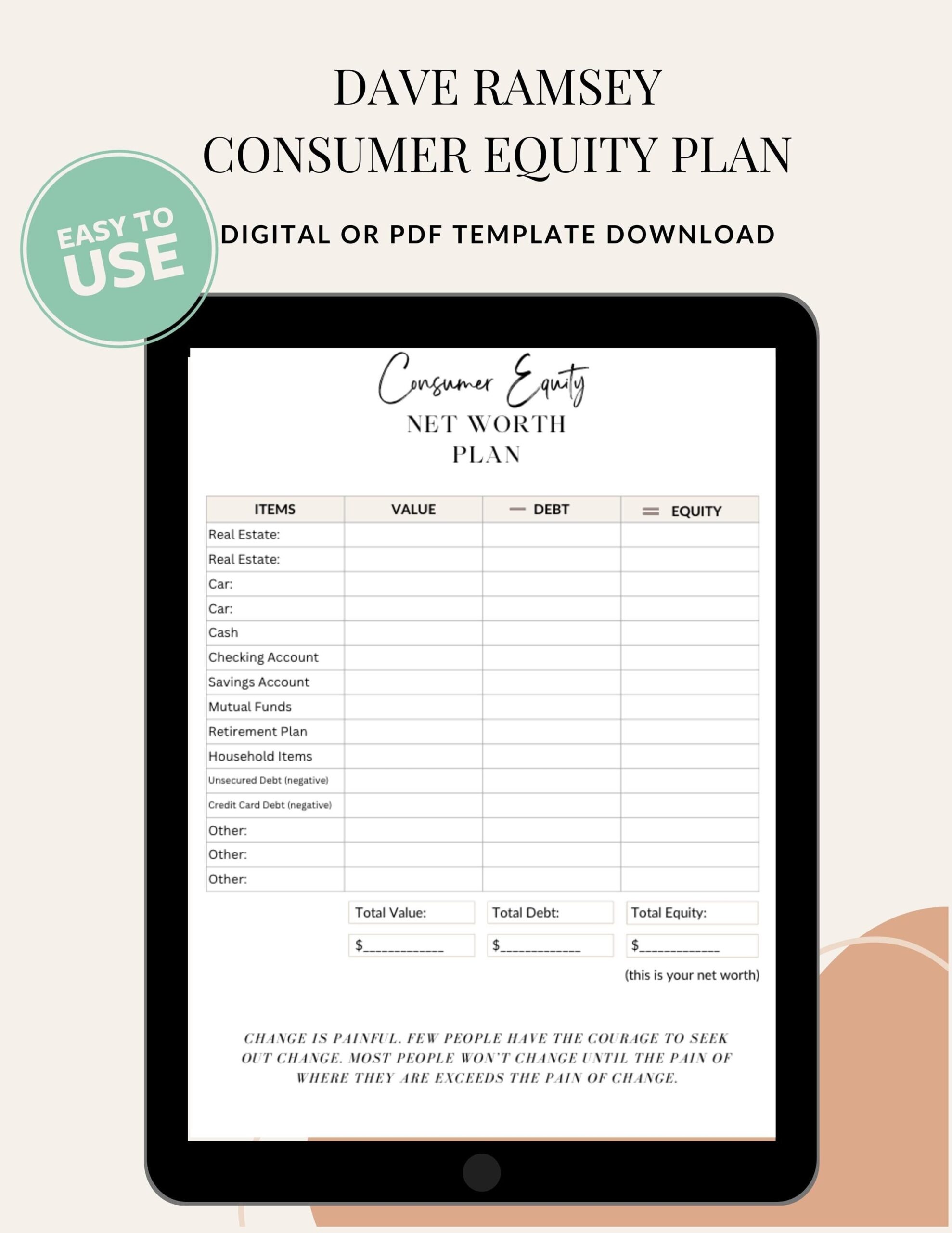 Dave Ramsey Consumer Equity Sheet Baby Steps Planner Printable Dave Ramsey Consumer Equity Sheet Baby Steps Planner Printable
