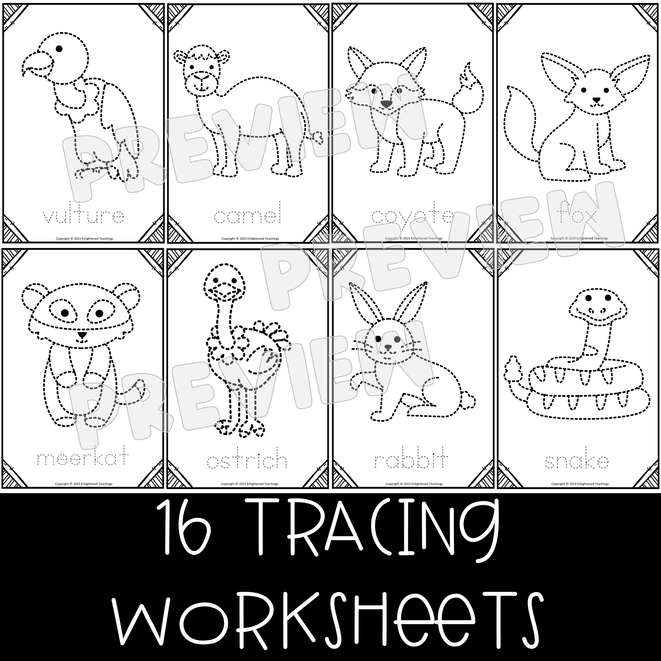 Desert Animals Tracing Worksheets Fine Motor Activity Tracing U0026 Prewriting Made By Teachers
