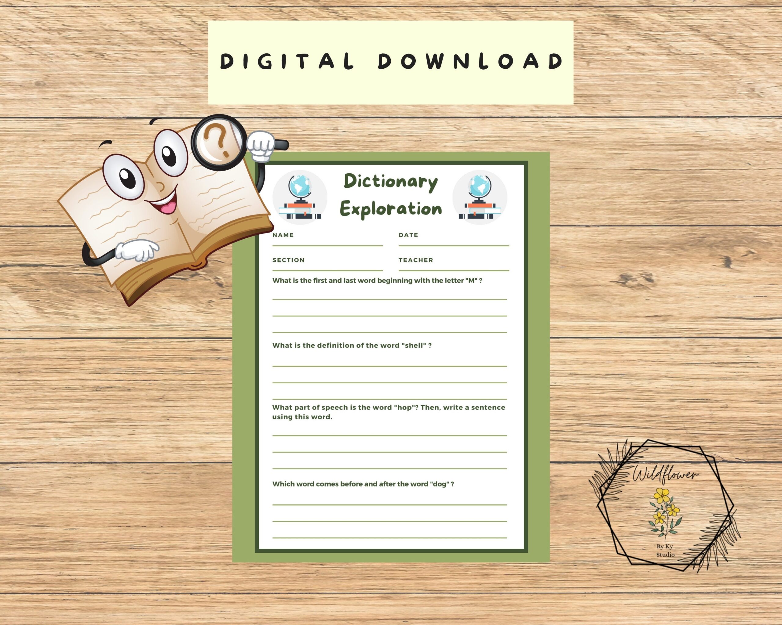 Dictionary Activity Worksheet Set Etsy