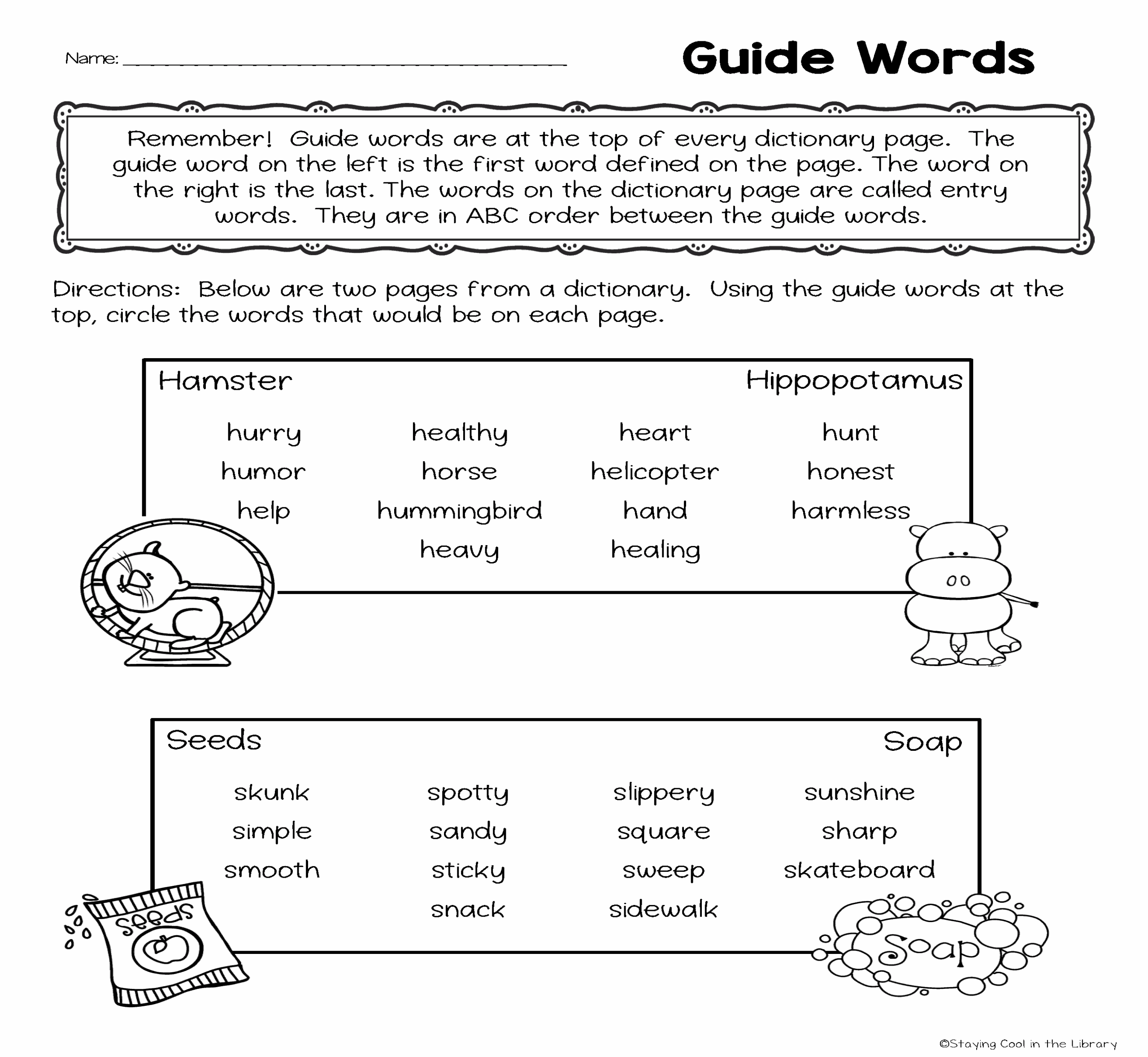 Dictionary Skills And Guide Words Worksheets