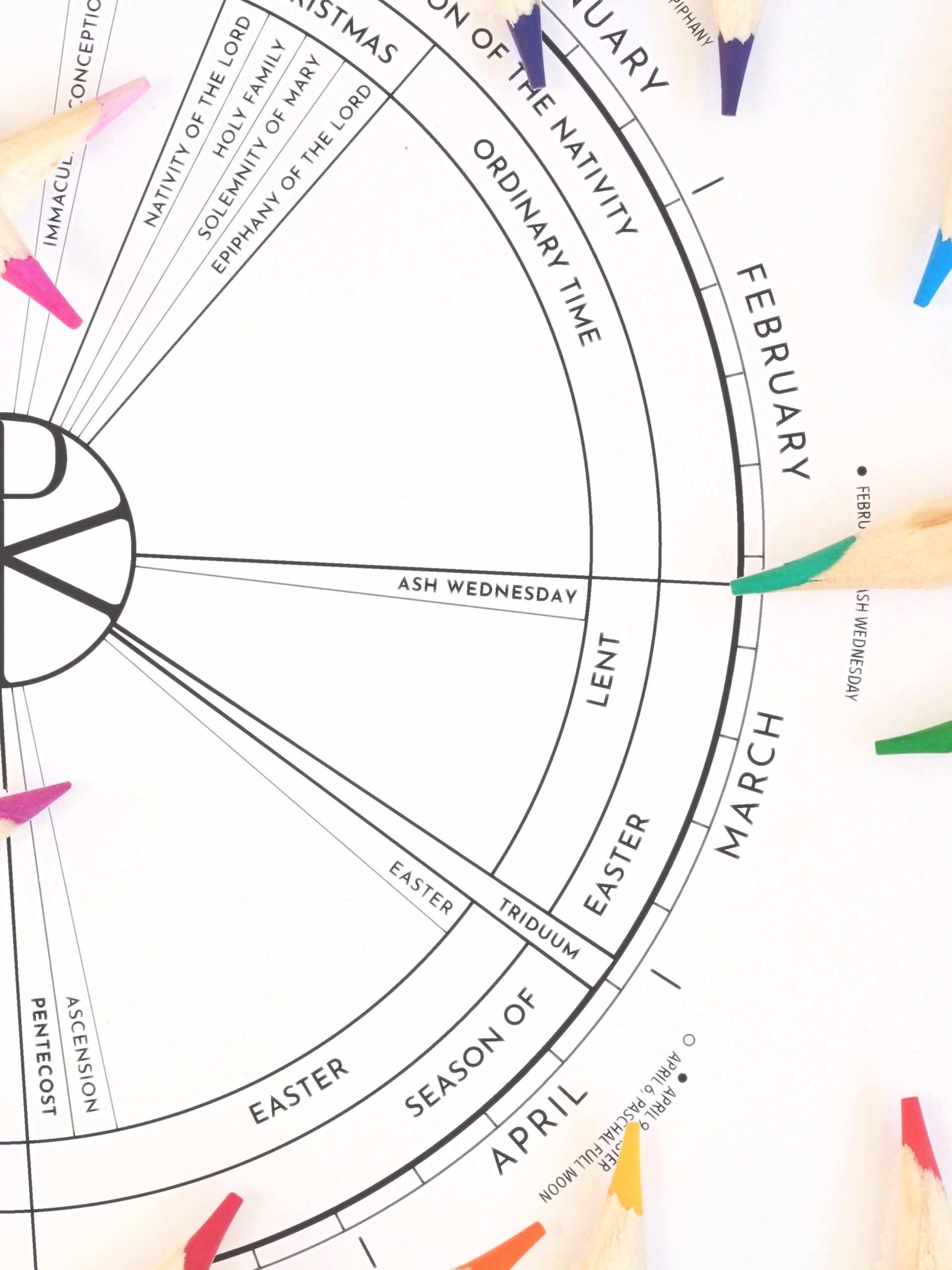 DIGITAL DOWNLOAD 2024 2025 Color the Year Liturgical Calendar