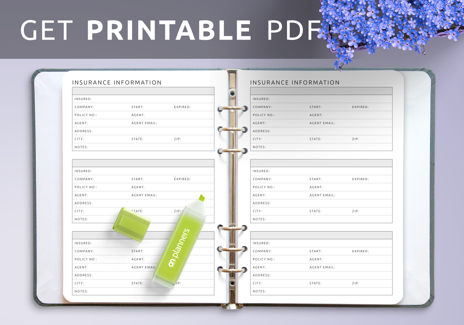 Download Printable Insurance Information Template PDF