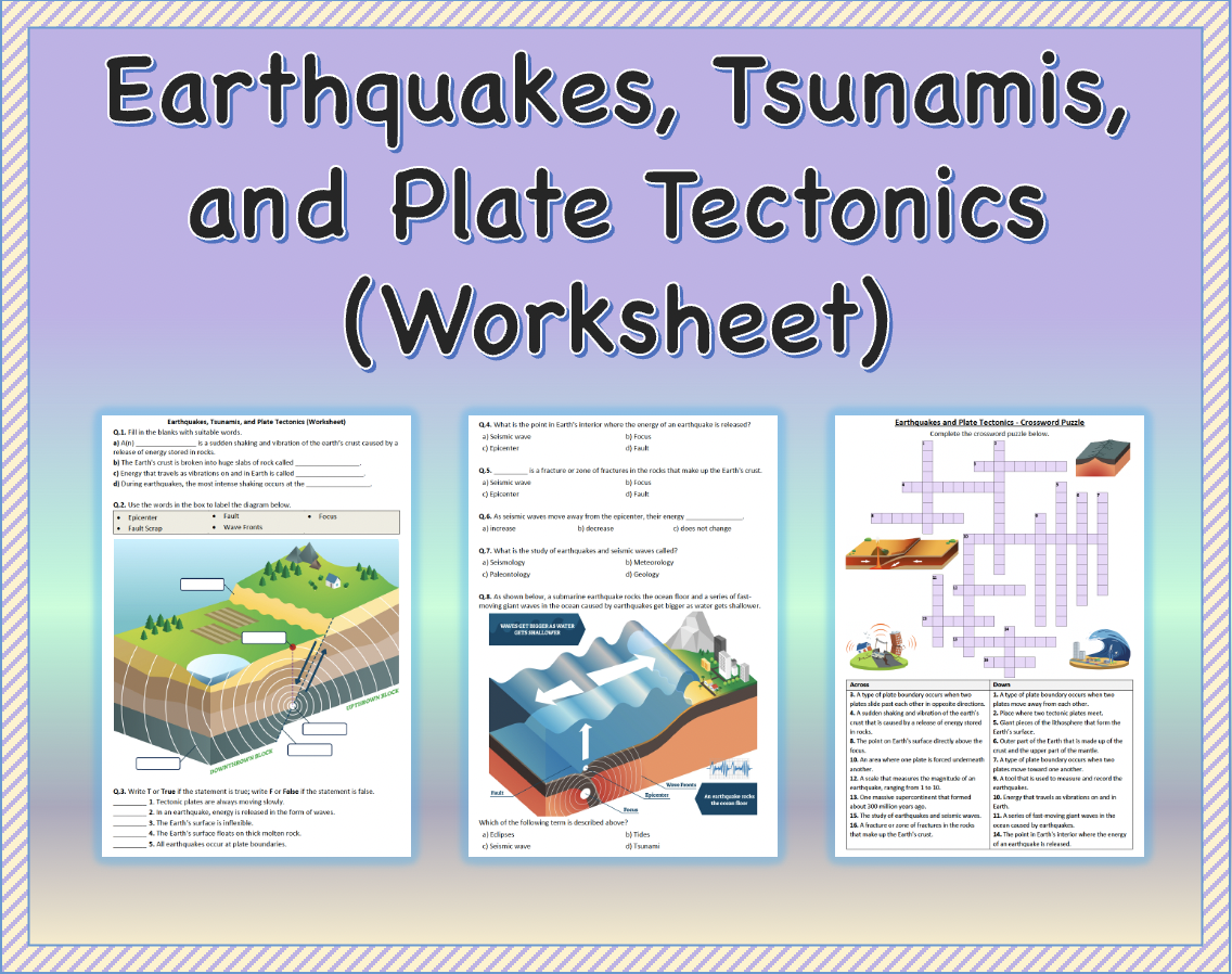 Earthquakes Tsunamis And Plate Tectonics Worksheet Printable Made By Teachers