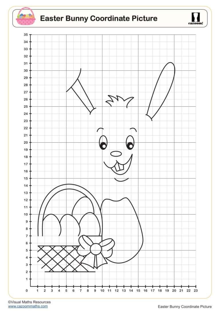 Easter Bunny Coordinate Picture Worksheet Printable PDF Year 4