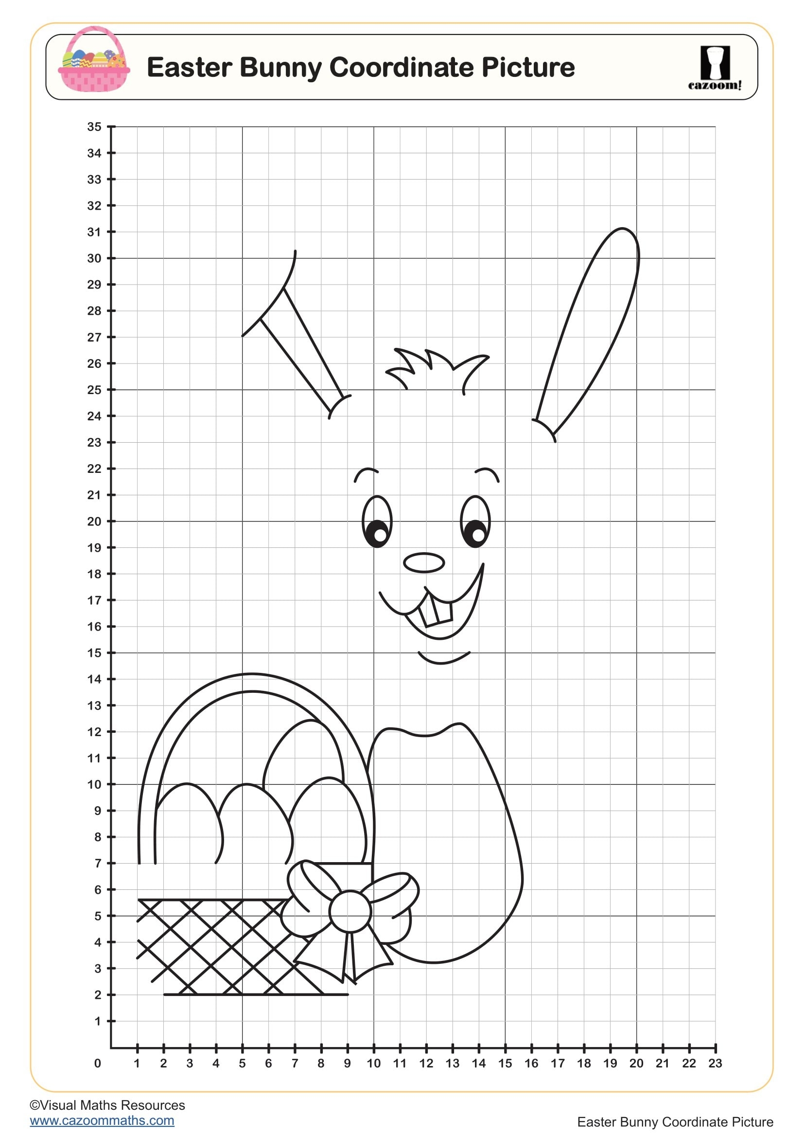 Easter Bunny Coordinate Picture Worksheet Printable PDF Year 4