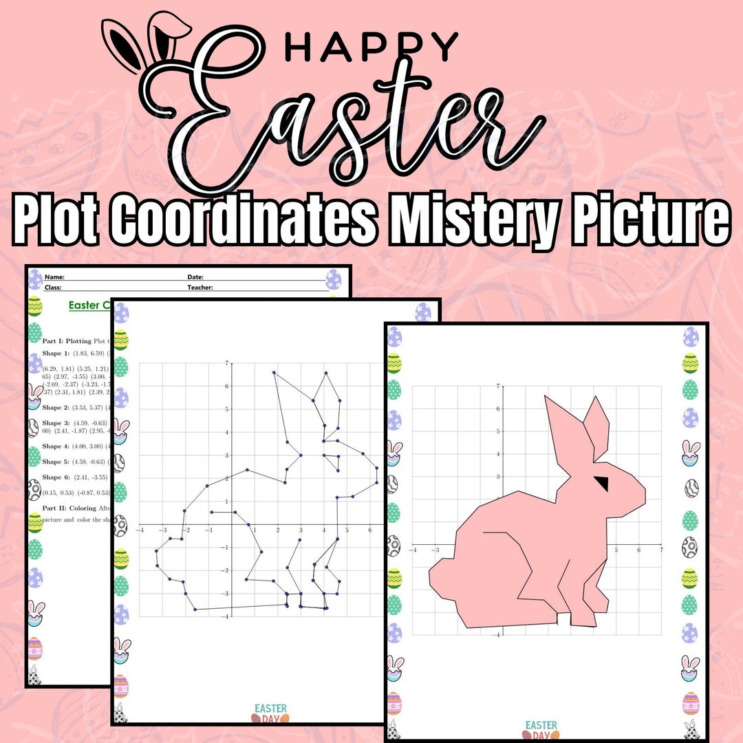 Easter Bunny Spring Coordinate Plane Mystery Graphing Picture Plotting U0026 Coloring Activity Math Geometry Printable Worksheets 4 Quadrants Etsy