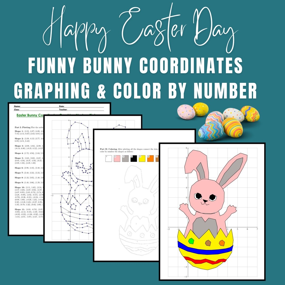 Easter Coordinate Plane Mystery Graphing Picture And Coloring 
