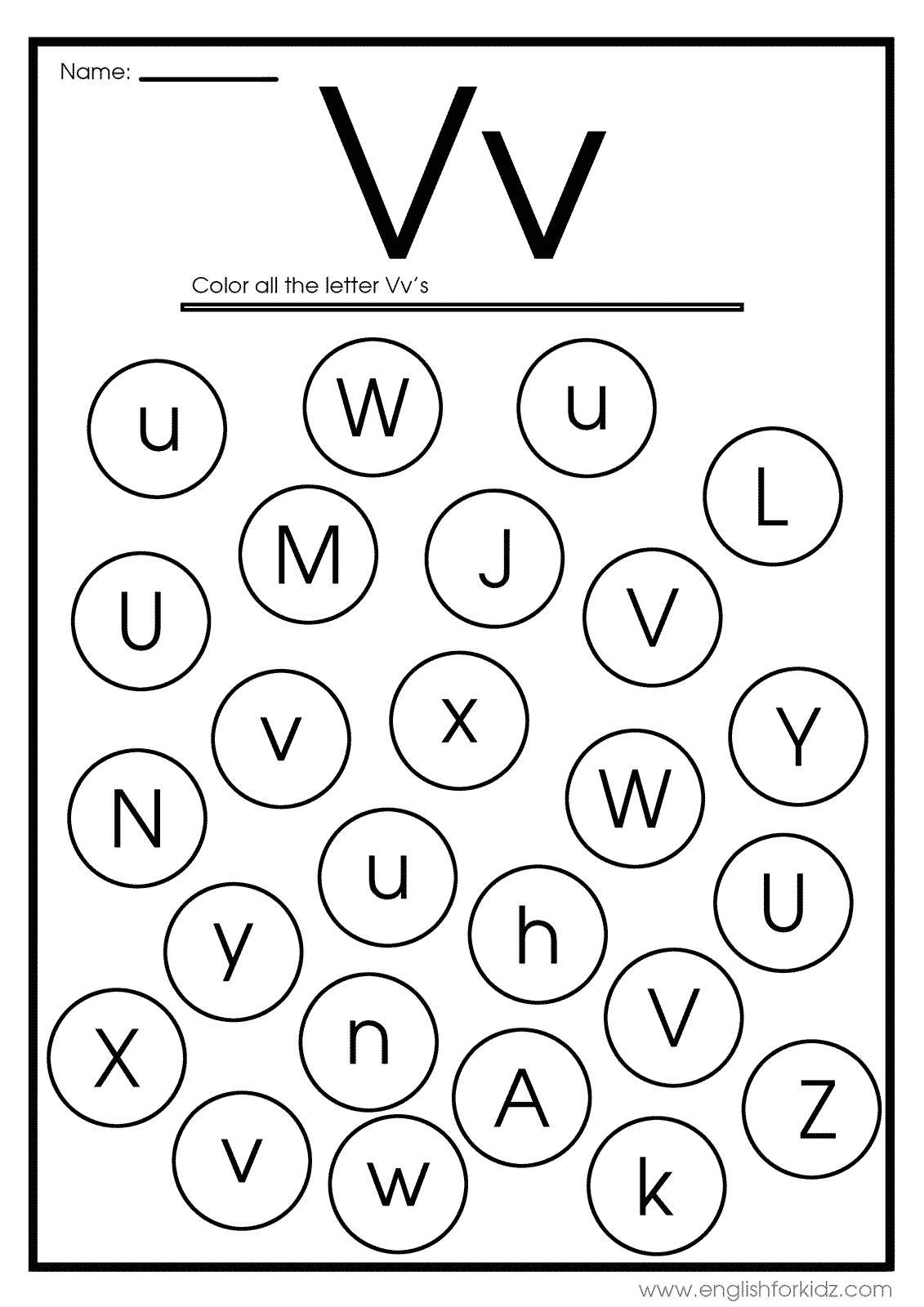 Free Printable Letter V Worksheet