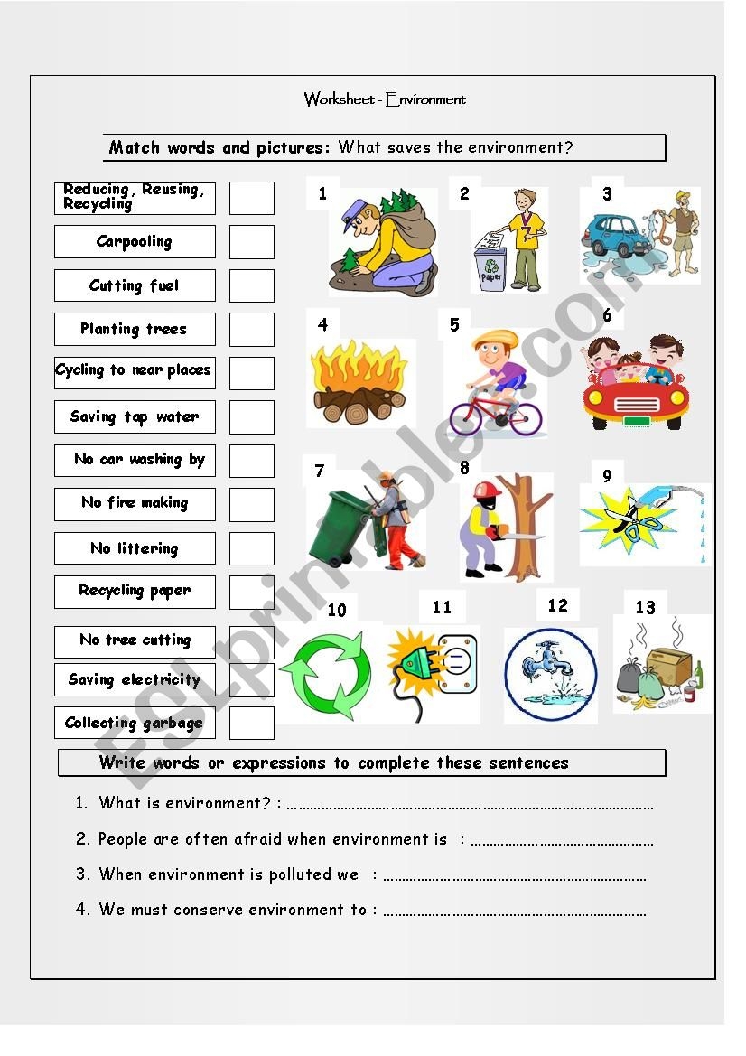 Environment Conservation ESL Worksheet By Nrichani