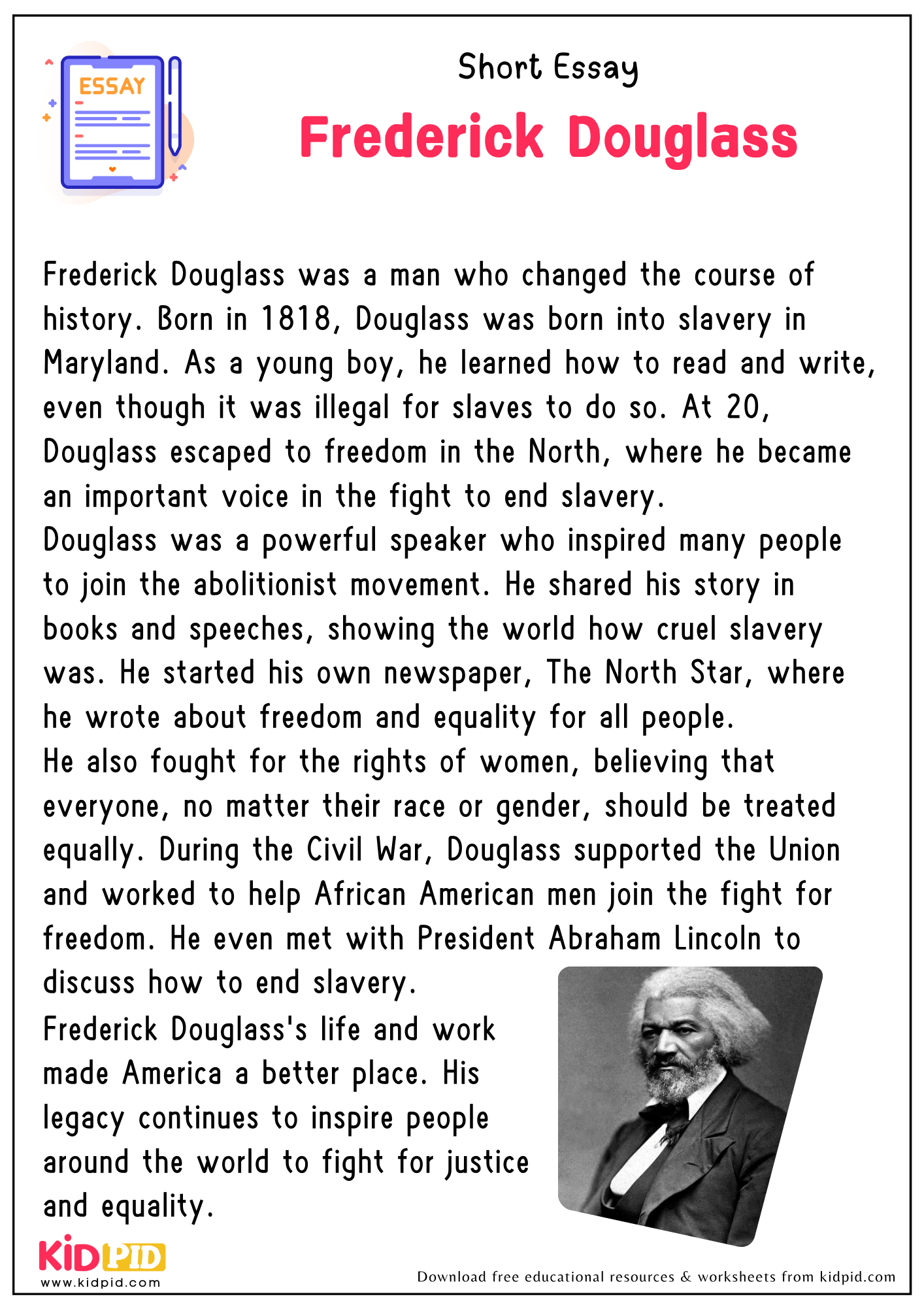Free Printable Worksheets On Frederick Douglass Free Printable Worksheets On Frederick Douglass