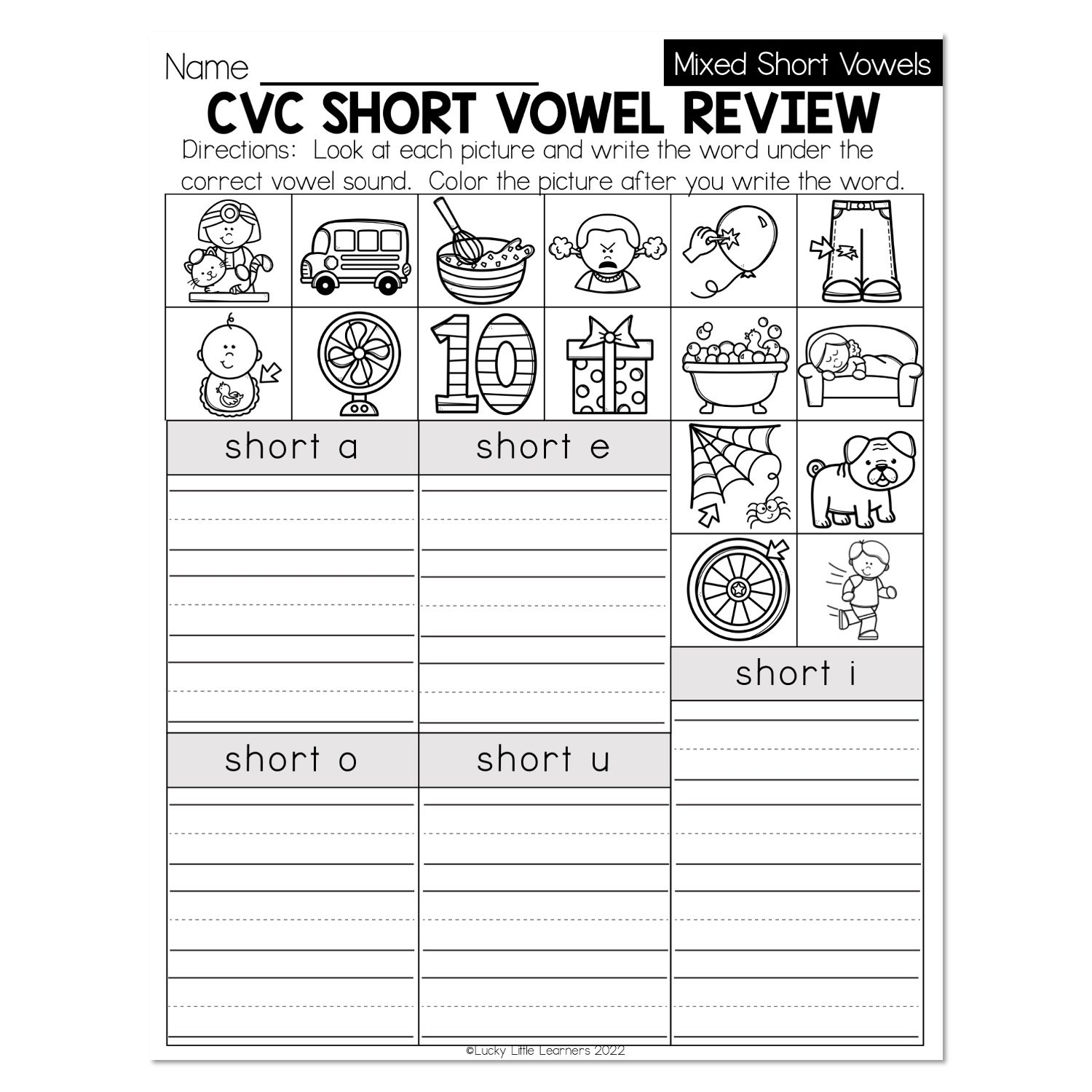 Fall Early Finishers 1st Grade ELA Mixed Short Vowels CVC Short Vowel Review Lucky Little Learners Fall Early Finishers 1st Grade ELA Mixed Short Vowels CVC Short Vowel Review Lucky Little Learners