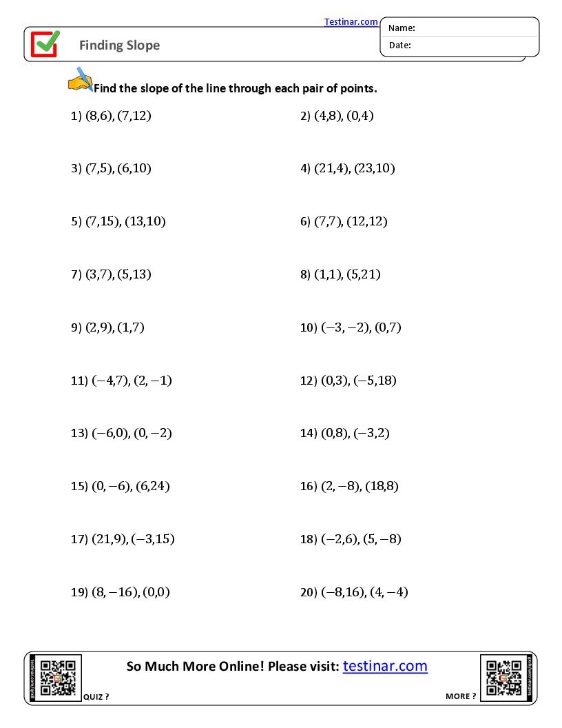 Finding Slope Worksheets