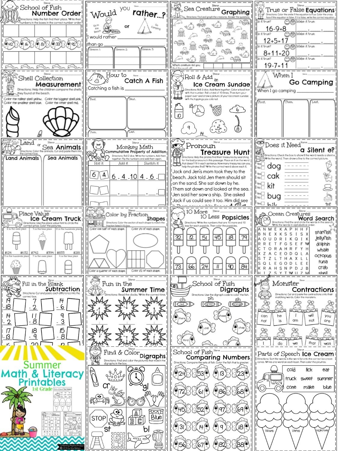 Free Printable First Grade Summer Worksheets Free Printable First Grade Summer Worksheets