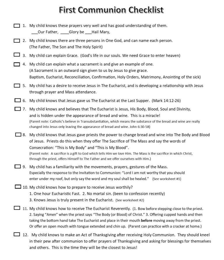 First Holy Communion Preparation St Bartholomew St Joseph