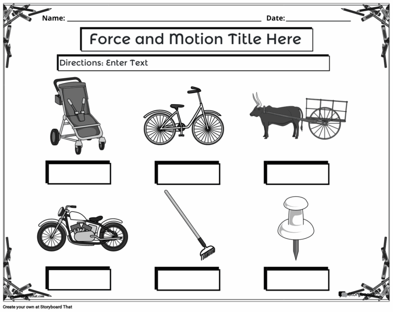 Force And Motion Worksheets Mass Dynamics For Kids
