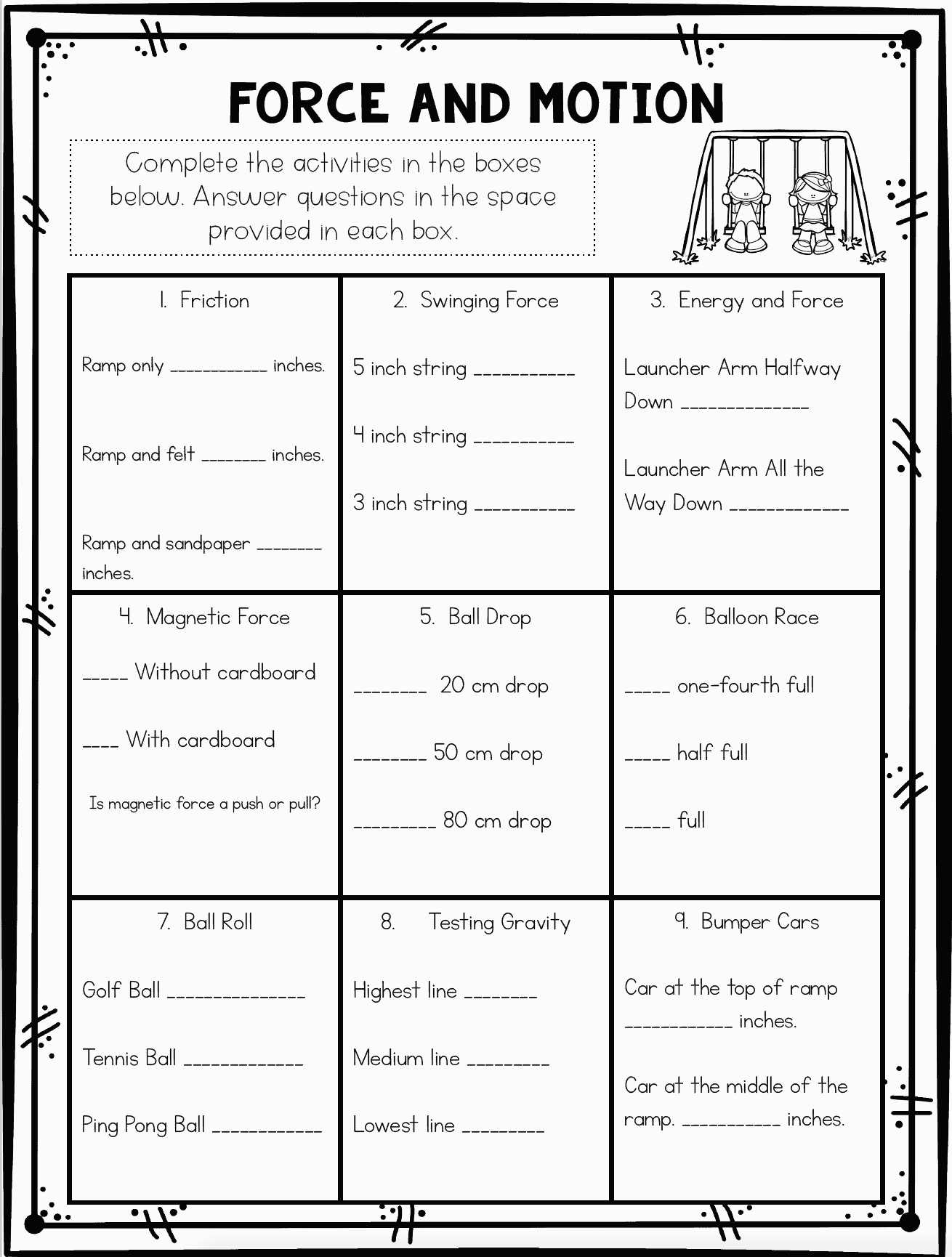 Force And Motion Worksheets U0026 Stations Ashleighs Education 