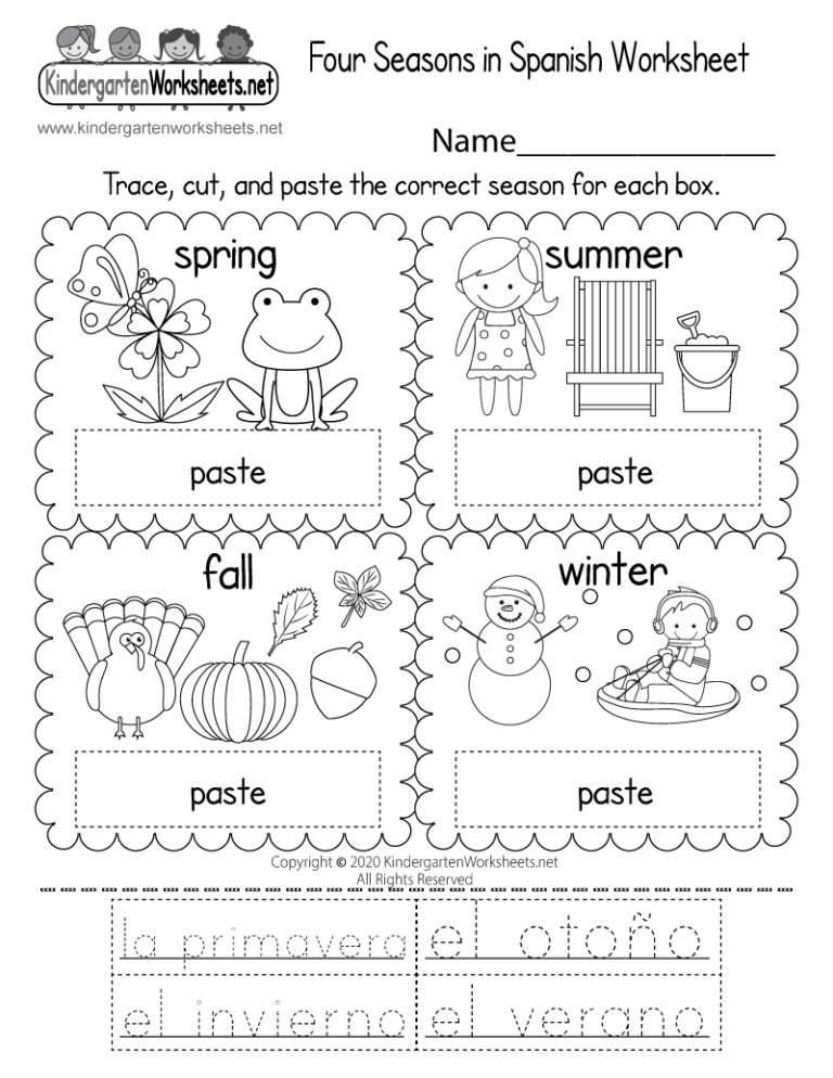 Four Seasons In Spanish Worksheet Free Printable Digital U0026 PDF