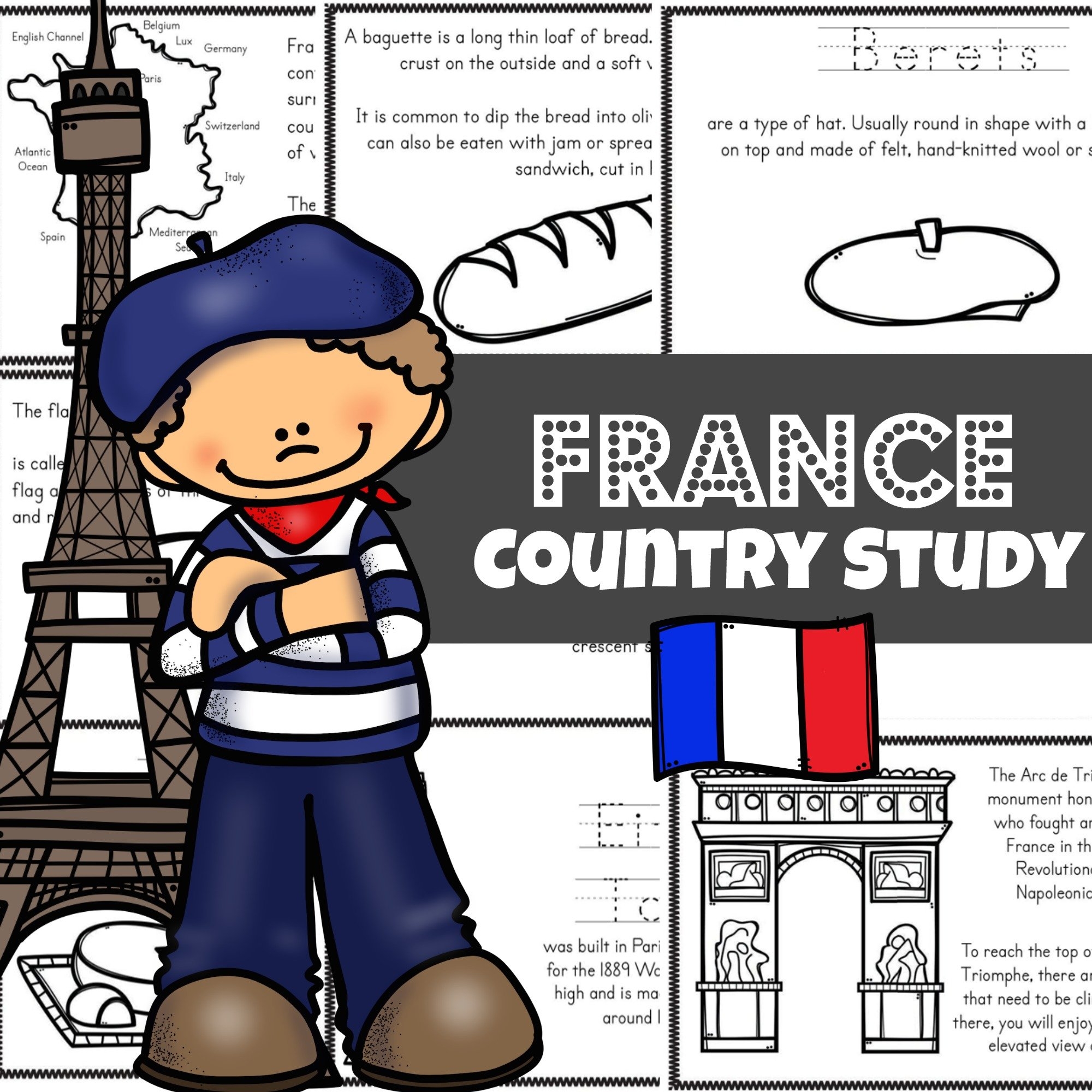 France For Kids Printable Mini Book France For Kids Printable Mini Book