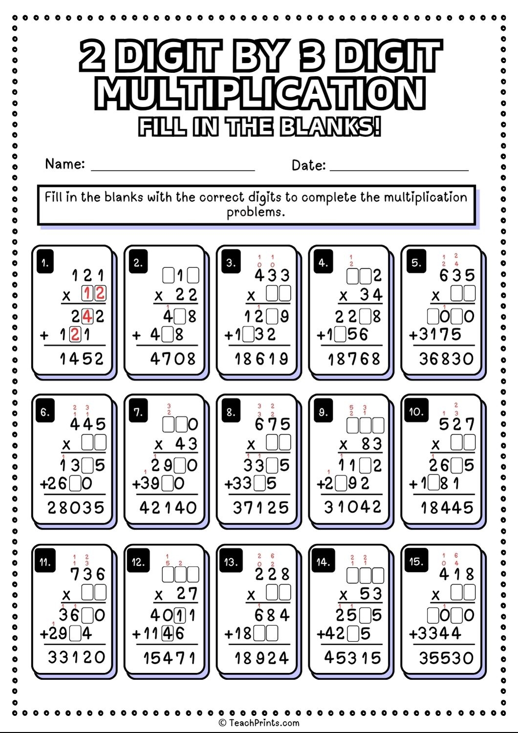 Free Printable Triple Digit Multiplication Worksheets