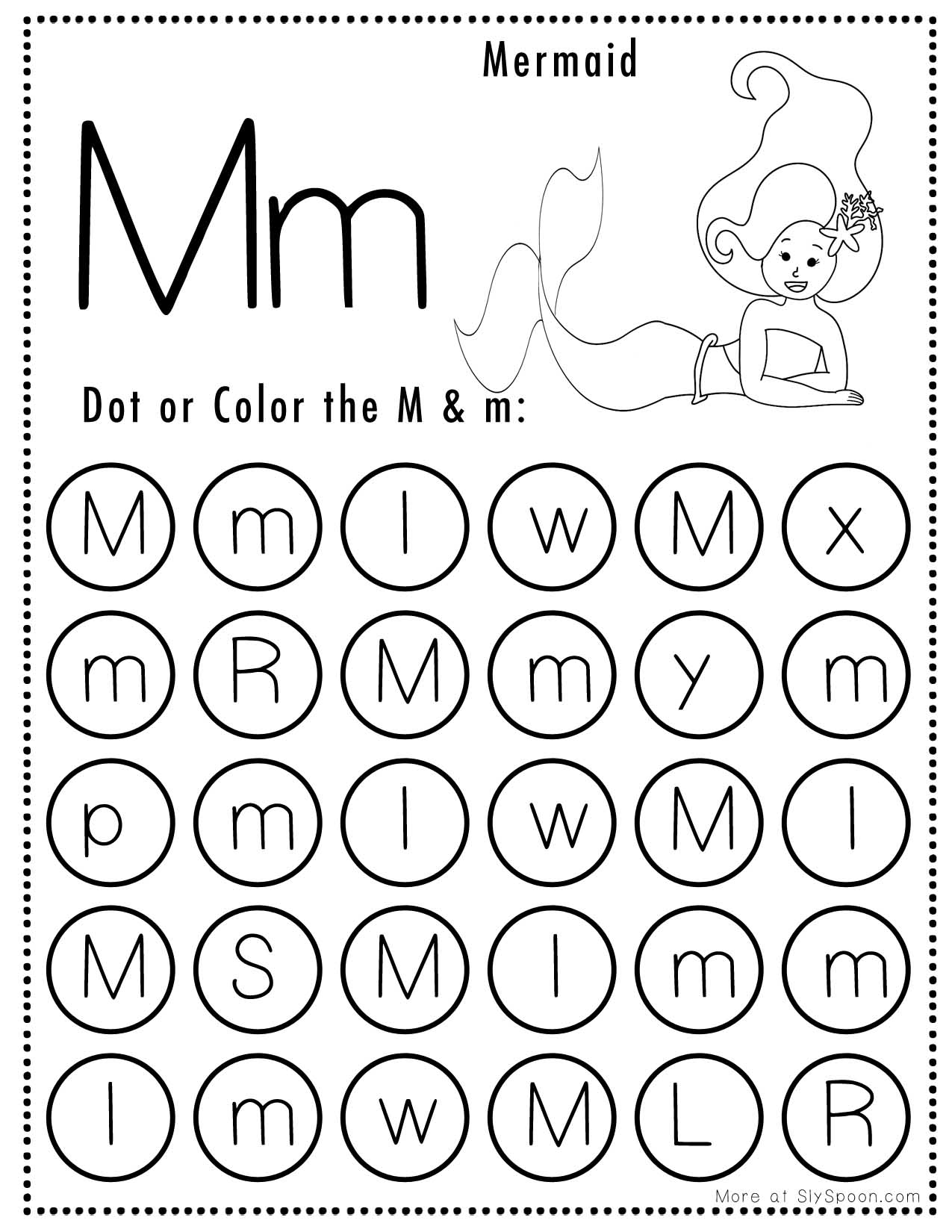 Free Alphabet Do A Dot Printables Worksheets Letter M Mermaid Free Alphabet Do A Dot Printables Worksheets Letter M Mermaid