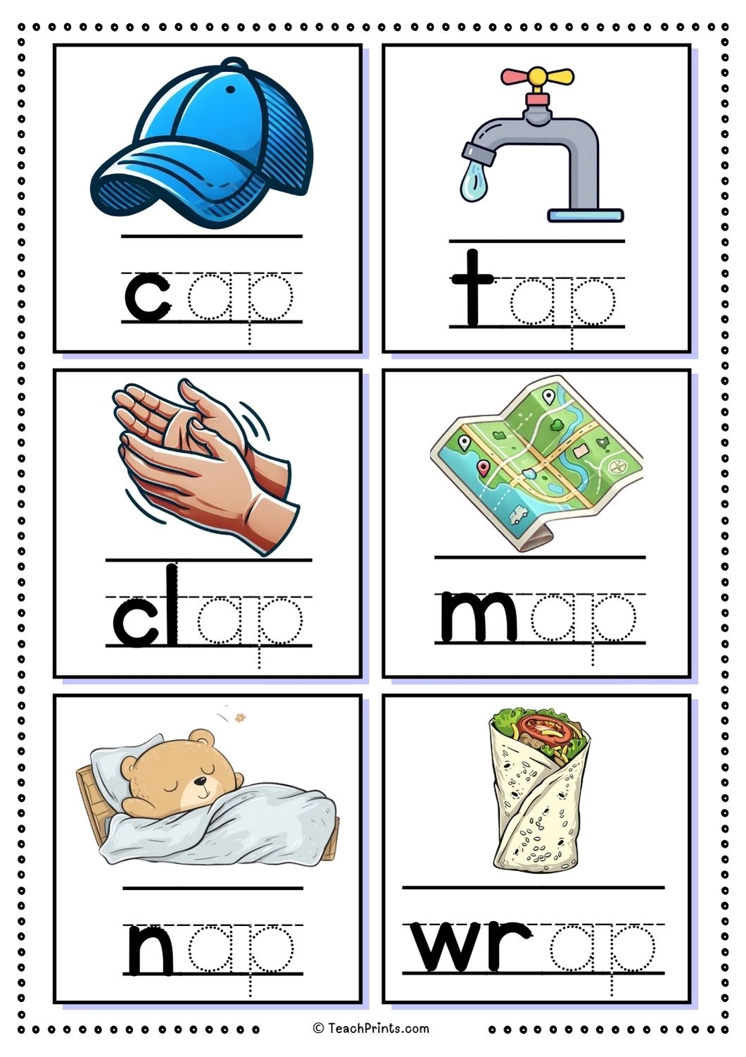 Free Ap Word Family Worksheets Teach Prints