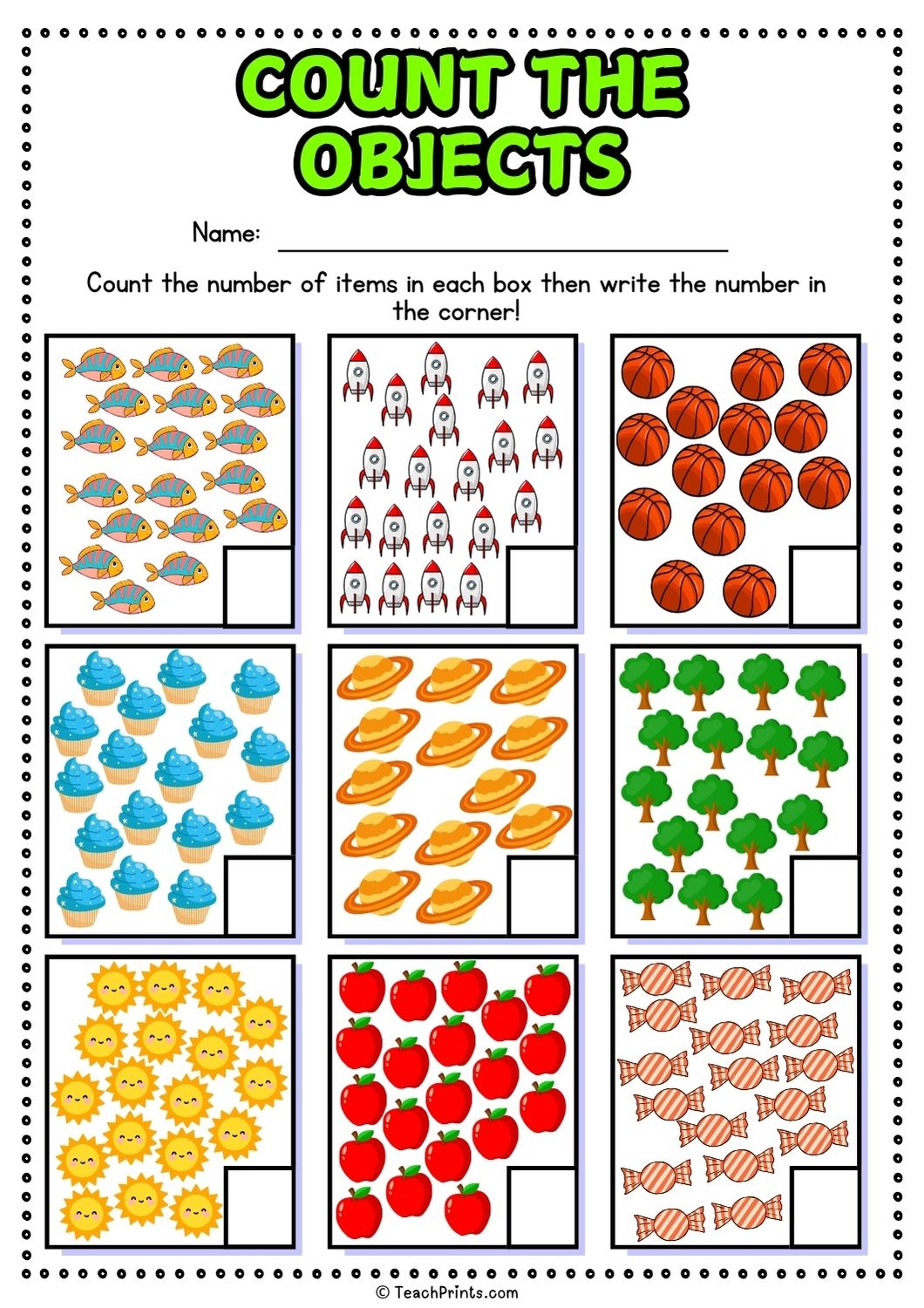 Free Printable Counting Objects Worksheets