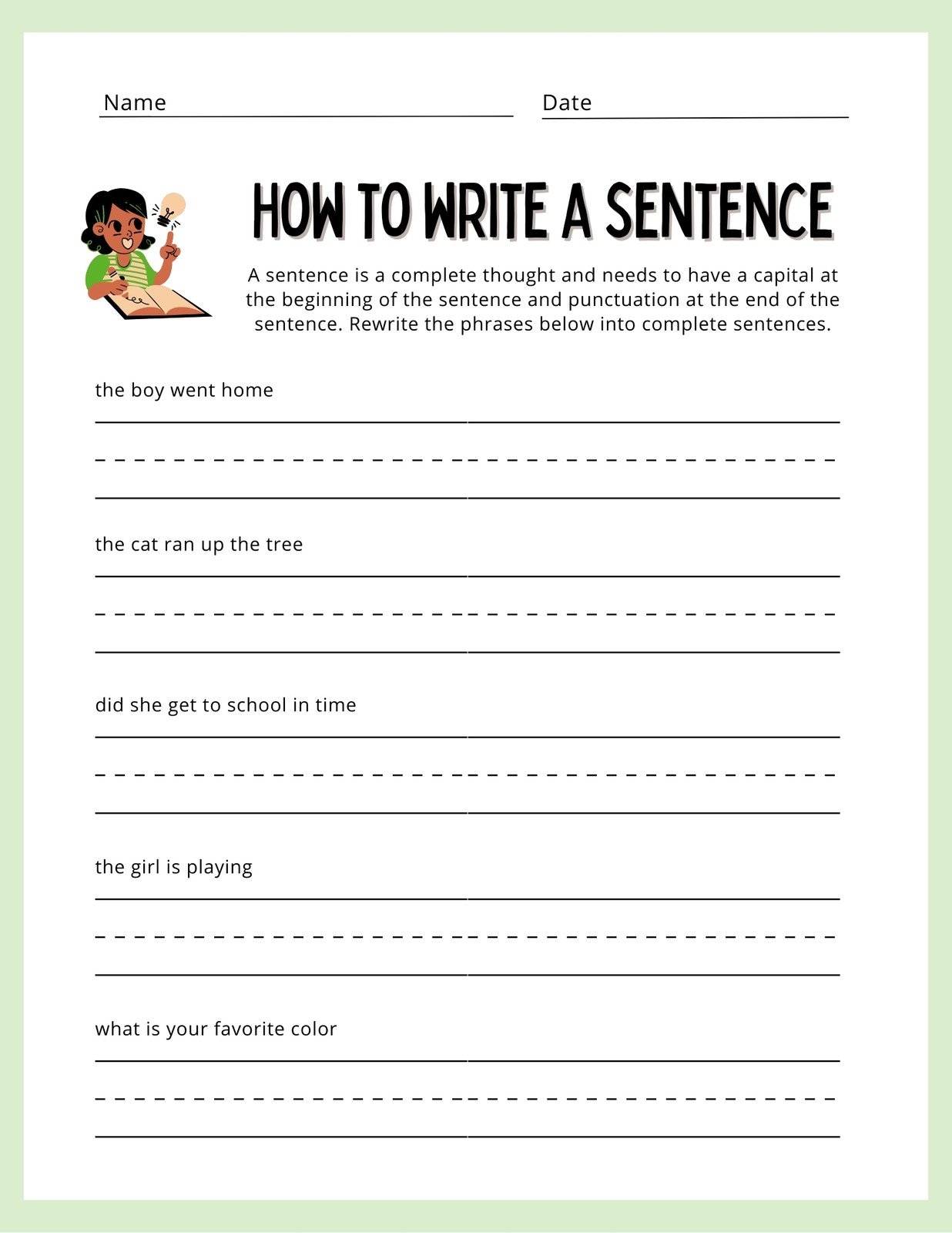Free Printable Worksheets For Teaching Writing