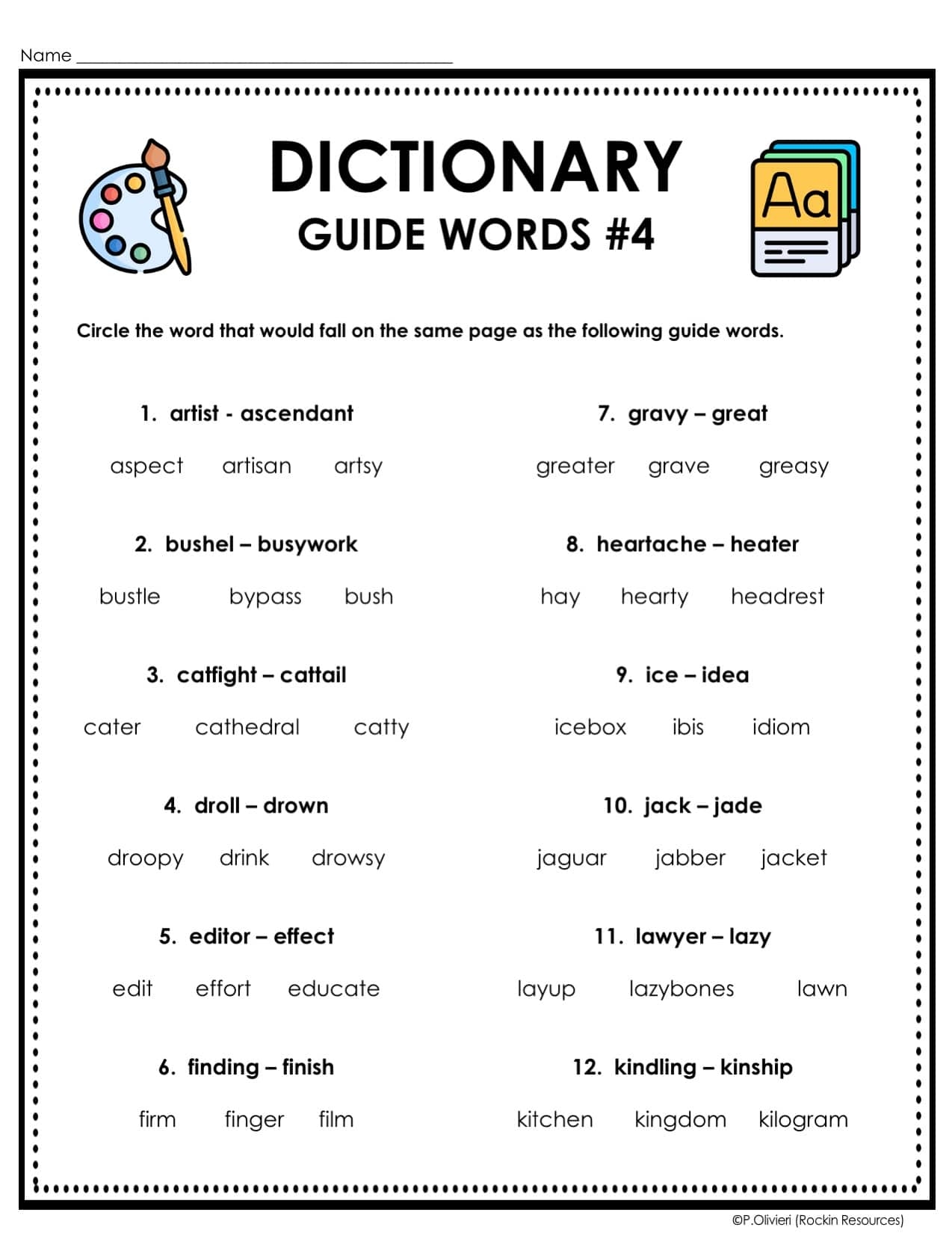 Free Printable Dictionary Worksheets