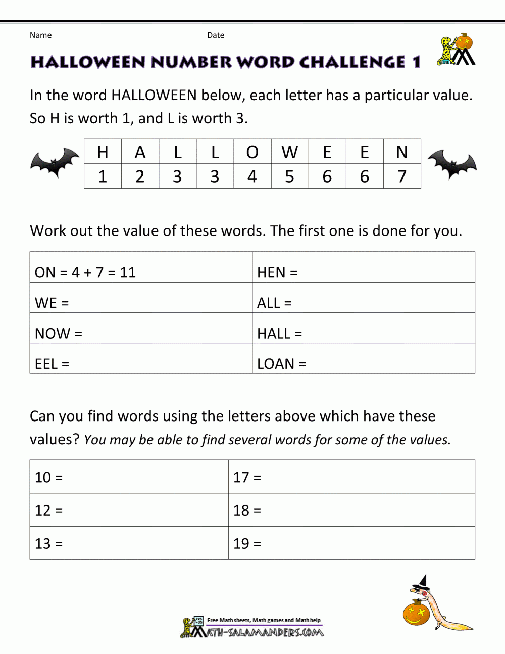4th Grade Halloween Worksheets Free Printable