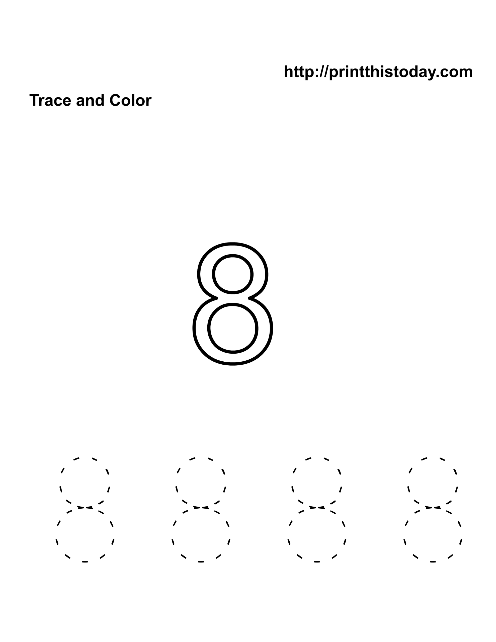 Free Kindergarten Math Worksheets Number Eight 8 