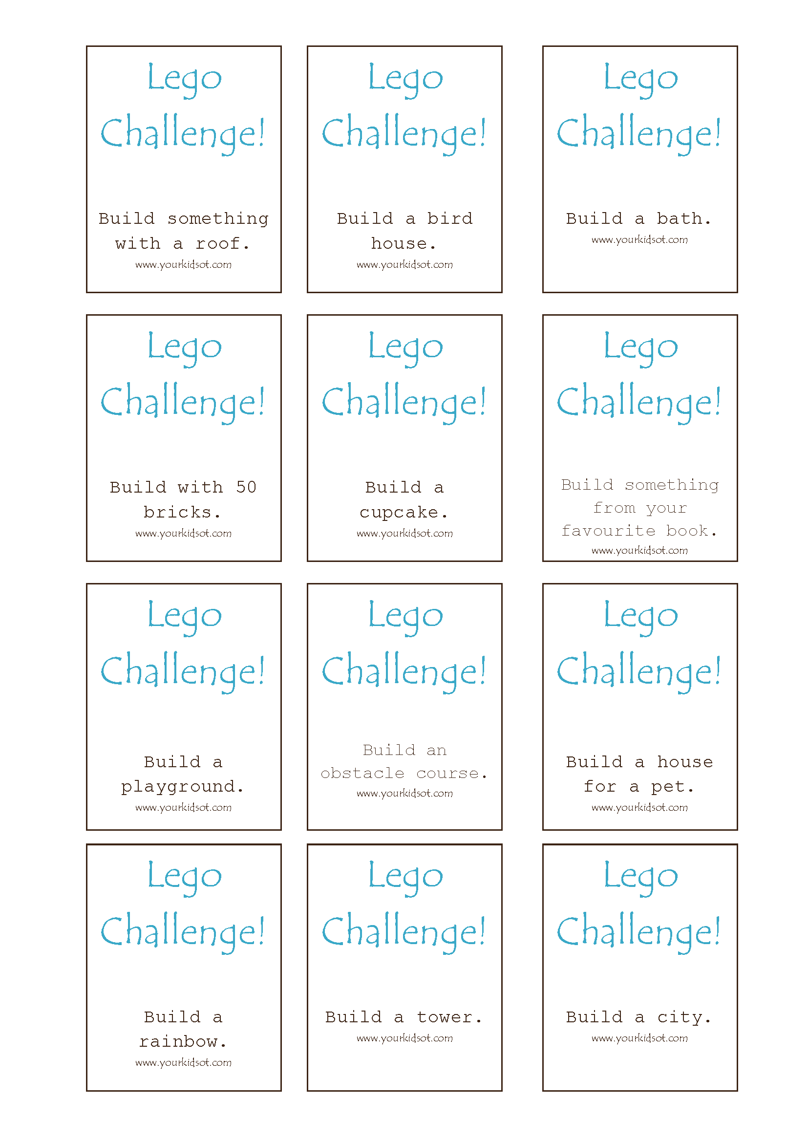FREE Lego Challenge Printable