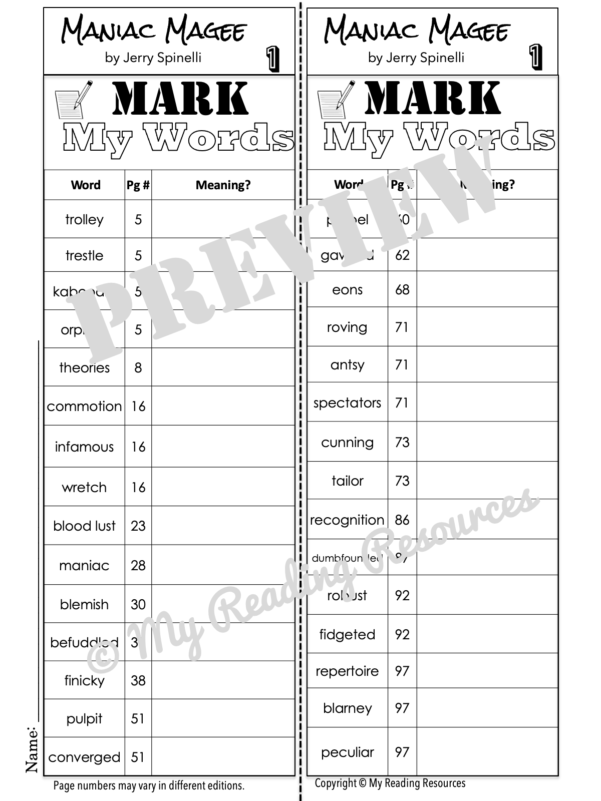 Free Maniac Magee Vocabulary Worksheet Download Free Maniac Magee Vocabulary Worksheet Png Images Free Worksheets On Clipart Library