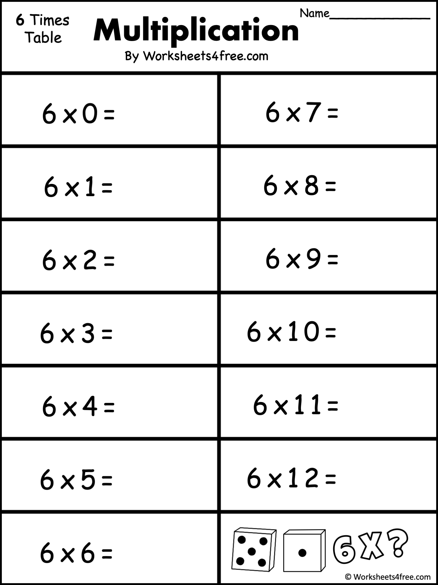 Free Multiplication Worksheet 6s Worksheets4Free Free Multiplication Worksheet 6s Worksheets4Free