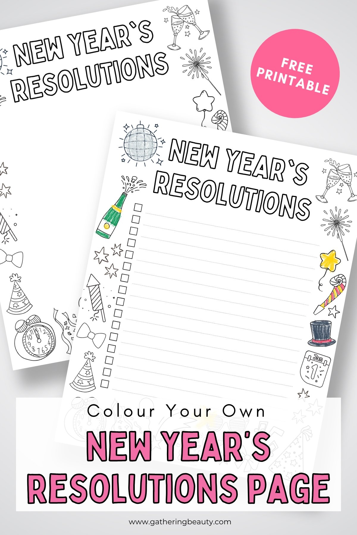 Free New Year's Worksheets Printables