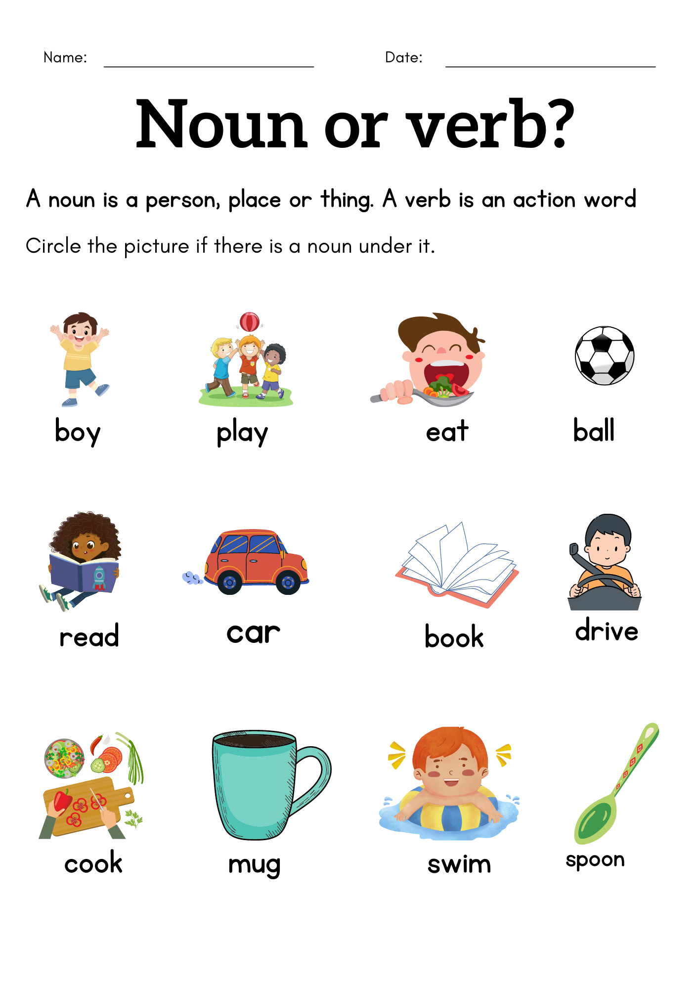 Free Noun Verb Worksheet Download Free Noun Verb Worksheet Png Images Free Worksheets On Clipart Library
