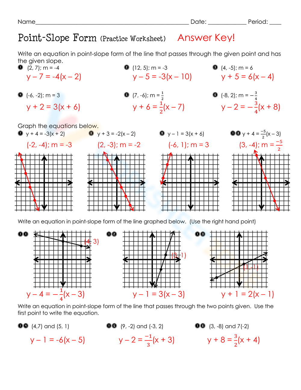 Free Point Slope Form Practice Worksheet Download Free Point 
