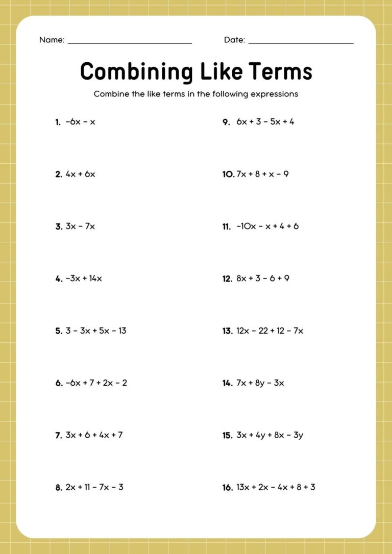 Free Printable 8th Grade Math Worksheet Templates Canva