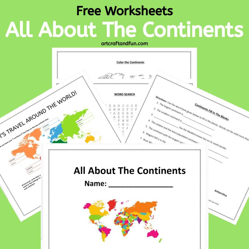 Free Printable Worksheet Continents
