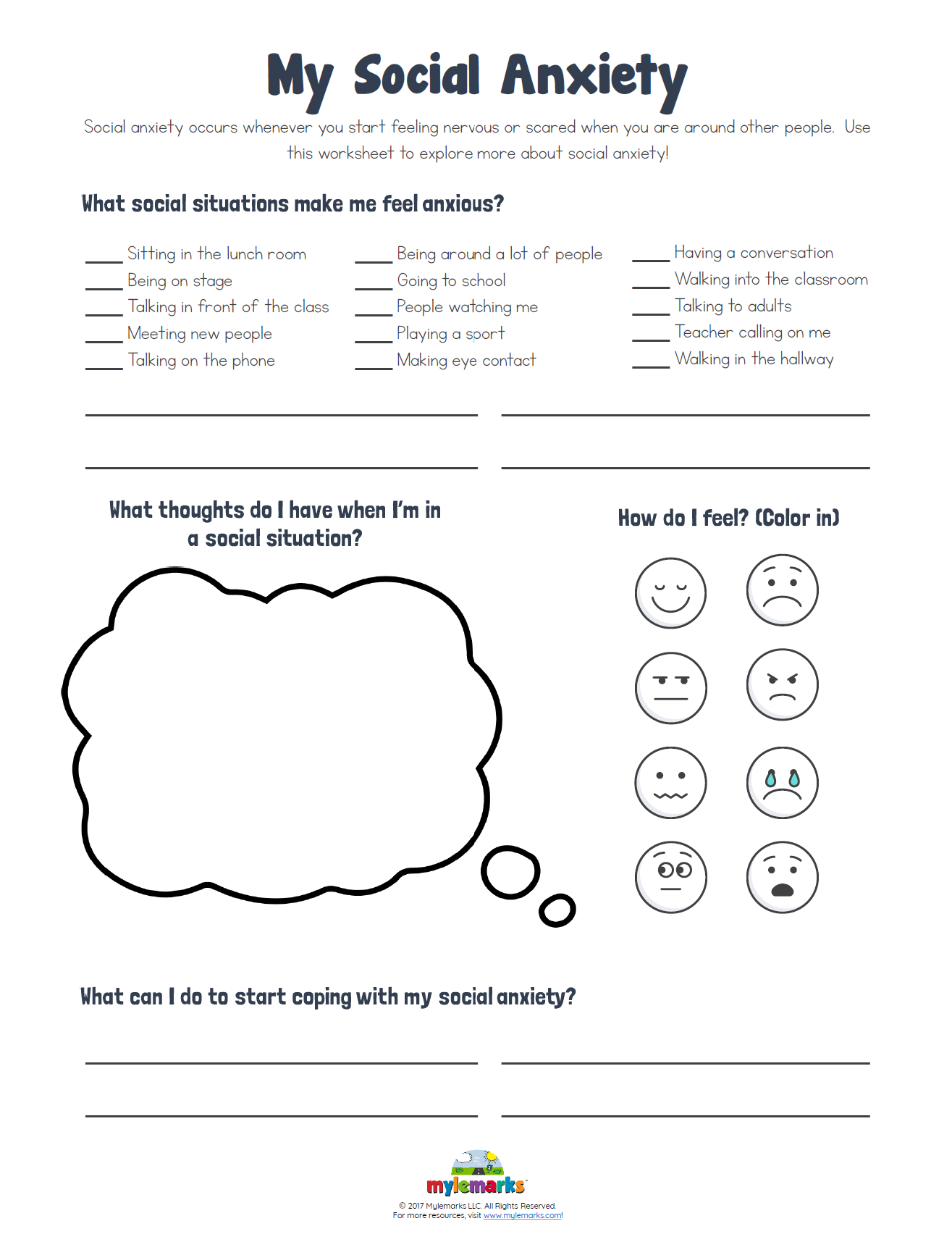 Free Printable Anxiety Cut Out Worksheet