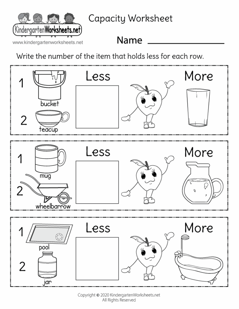 Free Printable Capacity Worksheet
