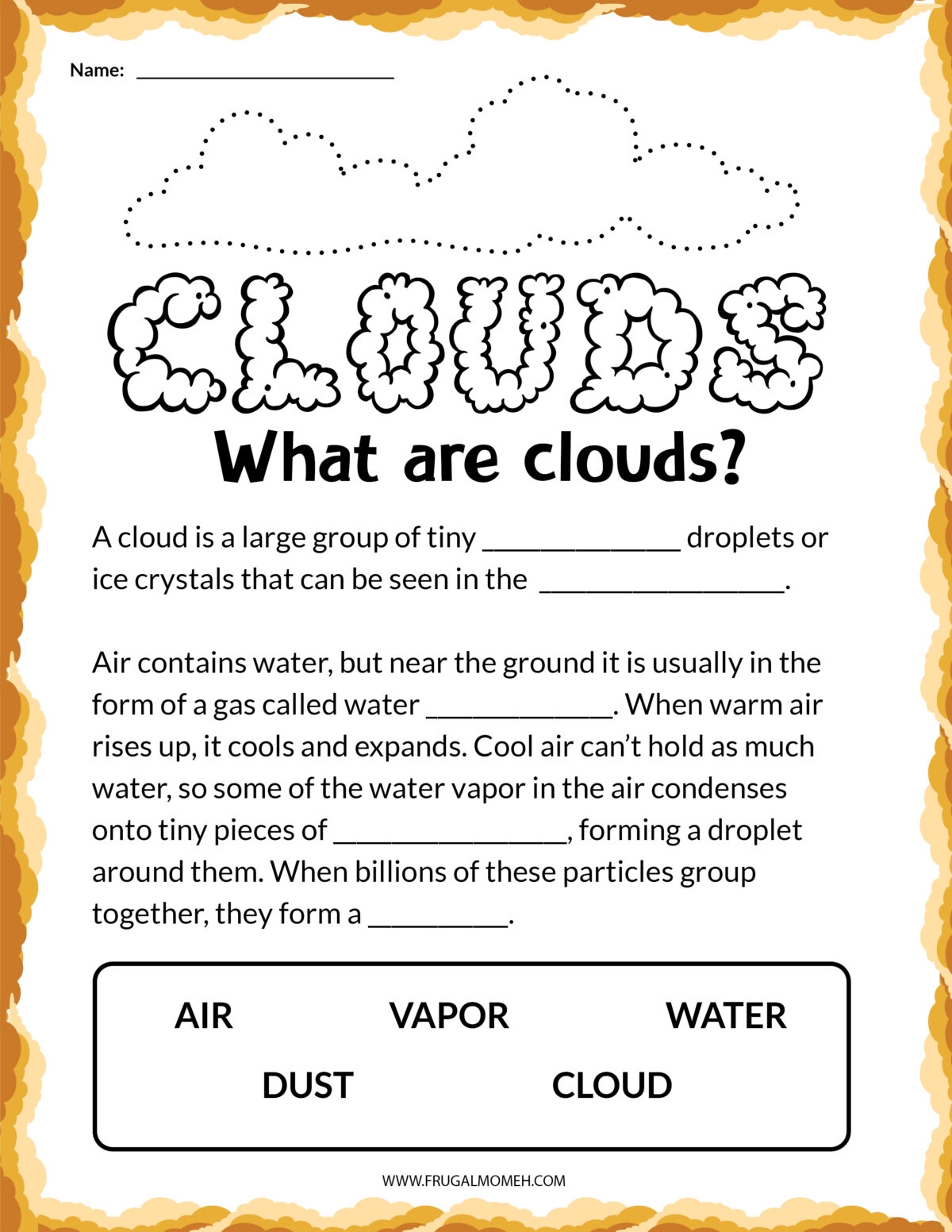 Free Printable Clouds Activity Sheets Frugal Mom Eh Free Printable Clouds Activity Sheets Frugal Mom Eh