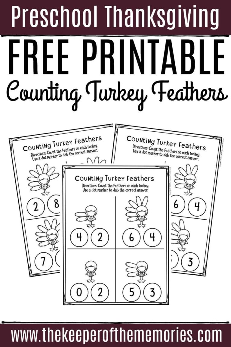 Free Printable Counting Thanksgiving Preschool Worksheets