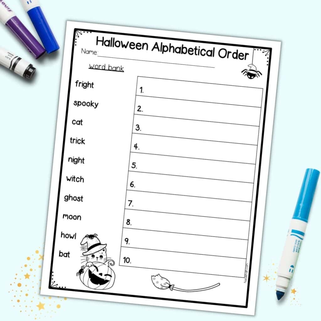 Free Printable Halloween Theme Alphabetizing Worksheet The 