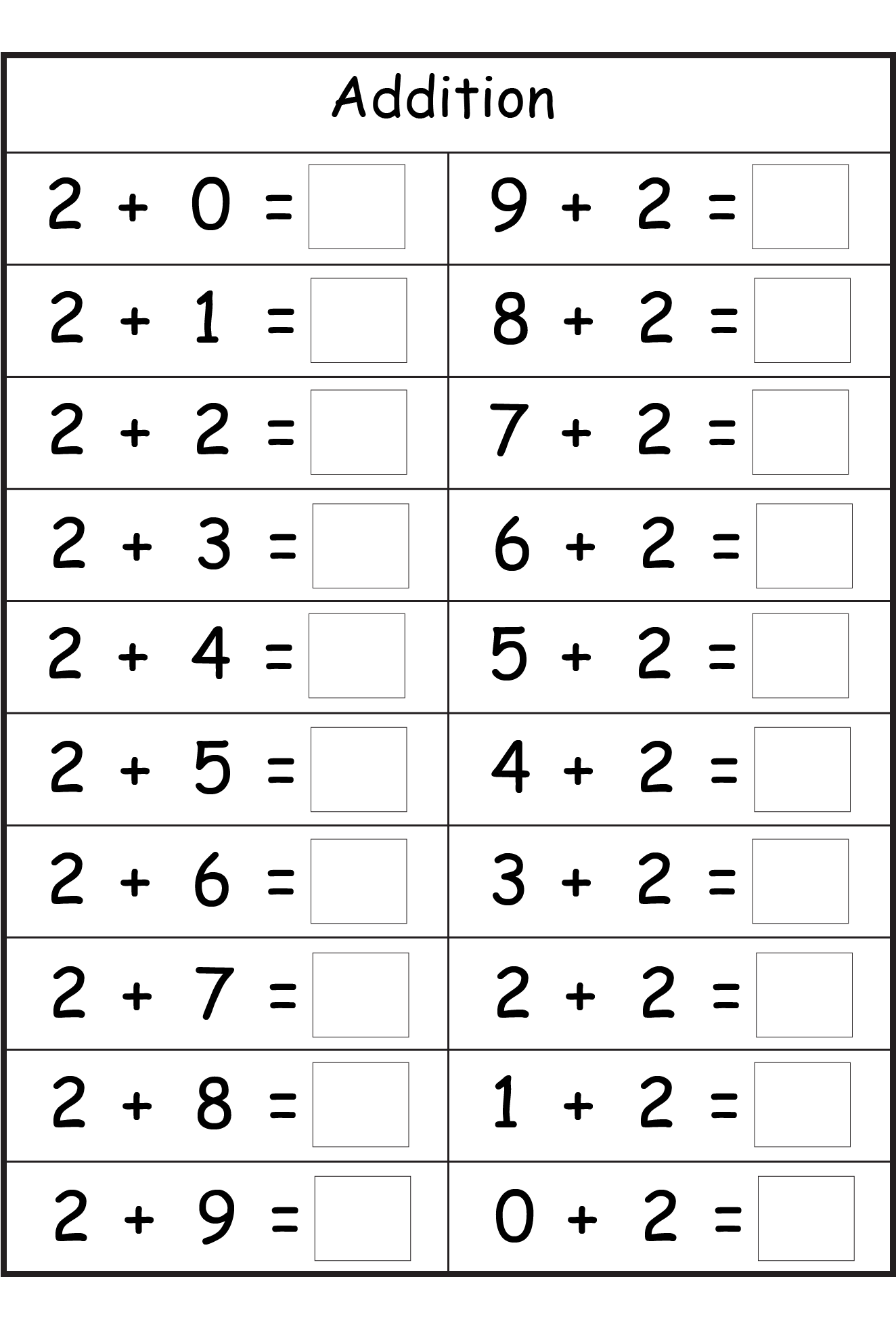 Free Printable Math Addition Worksheets For Kids Worksheet School