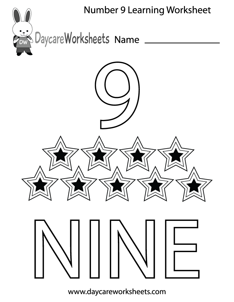 Free Printable Number Nine Learning Worksheet For Preschool Worksheets Library