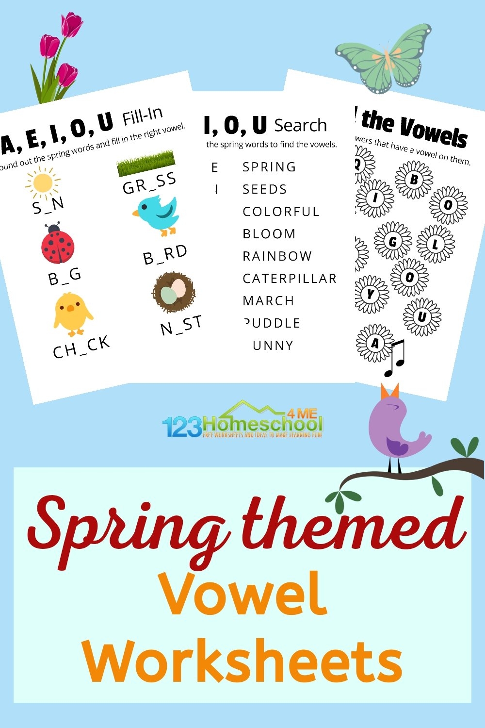 FREE Printable Spring Vowel Worksheets Kindergarten U0026 1st Graders FREE Printable Spring Vowel Worksheets Kindergarten U0026 1st Graders